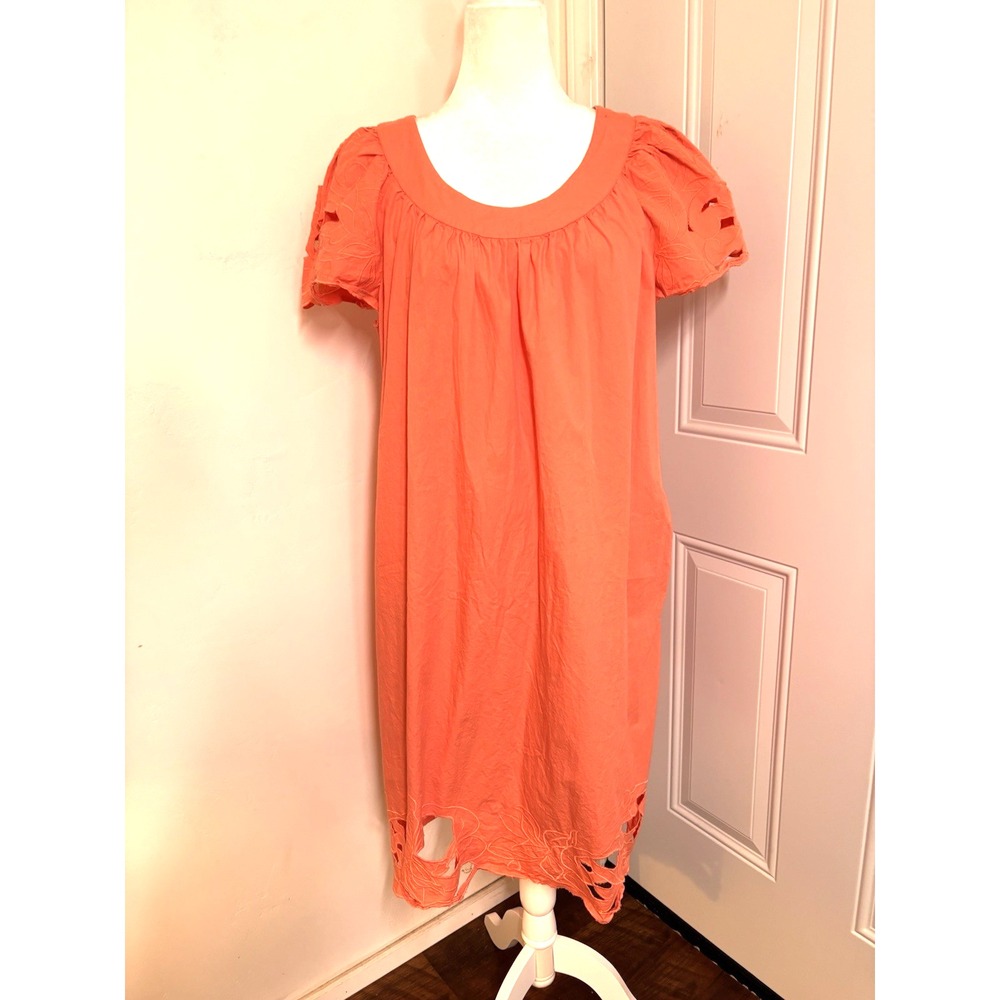 Only Necessities Mumuu Womens 16 W Coral Orange Housedress Nightgown‎ Boho Trad
